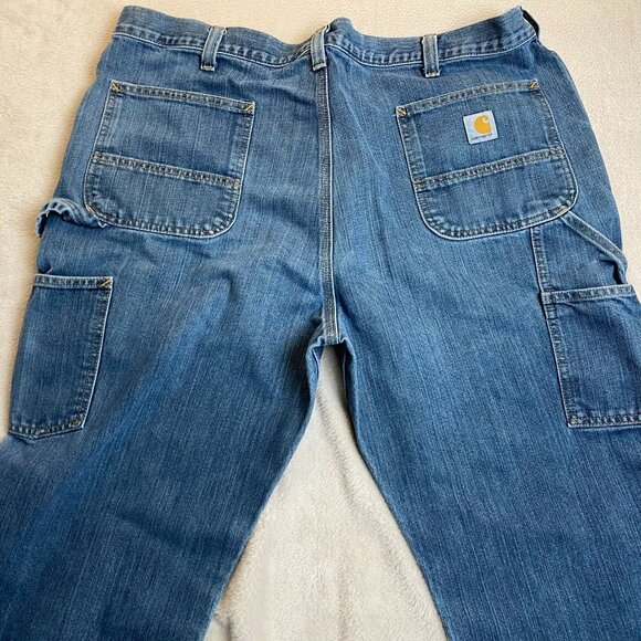 Carhartt Mens Carpenter Jeans 42x24 Relaxed Fit Denim Blue Cotton Blend Workwear - Picture 14 of 16